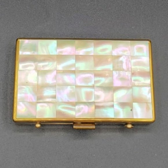 Vintage 2 Sided Mother of Pearl Make Up - Cigarette Case - Picture 2 of 7